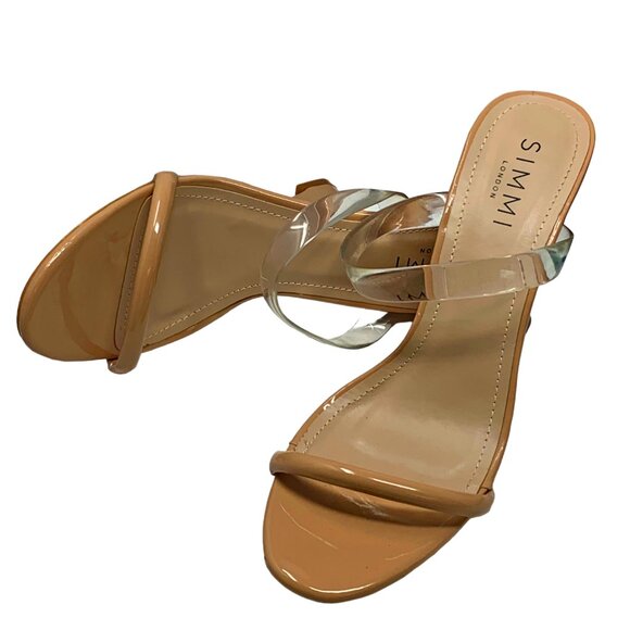 Simmi London Tina Clear Nude Patent Strappy‎ Wedge Sandals NWOB - Picture 11 of 13